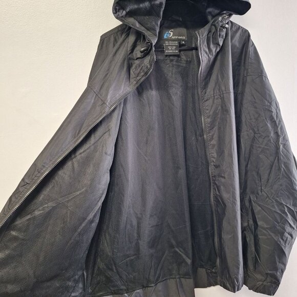 i5 Apparel Windbreaker Black Mens XL Lightweight Zip Hood Outdoor Jog Jacket - Picture 8 of 11
